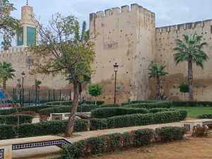 a castle like building with a garden in front of it